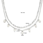 Mehrhalskette Perlen 42 + 3 cm Silber rhodiniert