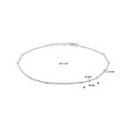Fußkettchen Balken 1,6 mm 24 + 2 mm Silber rhodiniert