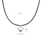 Halskette Herz 38 + 6 cm Silber rhodiniert mit Gummi/Nylon/Leder