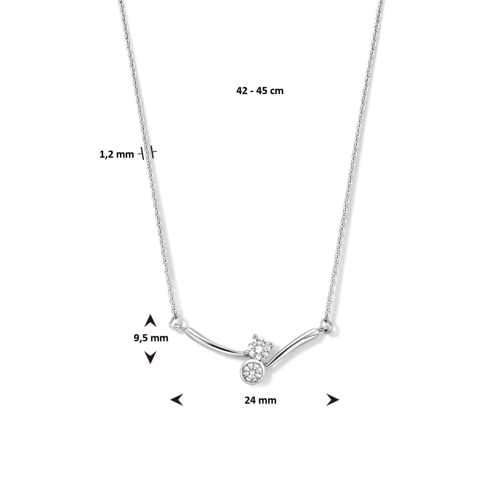 Halskette Spacer Zirkonia 42 - 45 cm Silber rhodiniert
