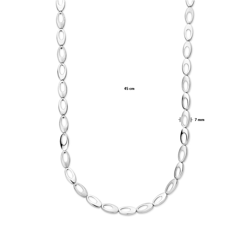 Halskette 7,0 mm 45 cm Poly / mattsilber rhodiniert