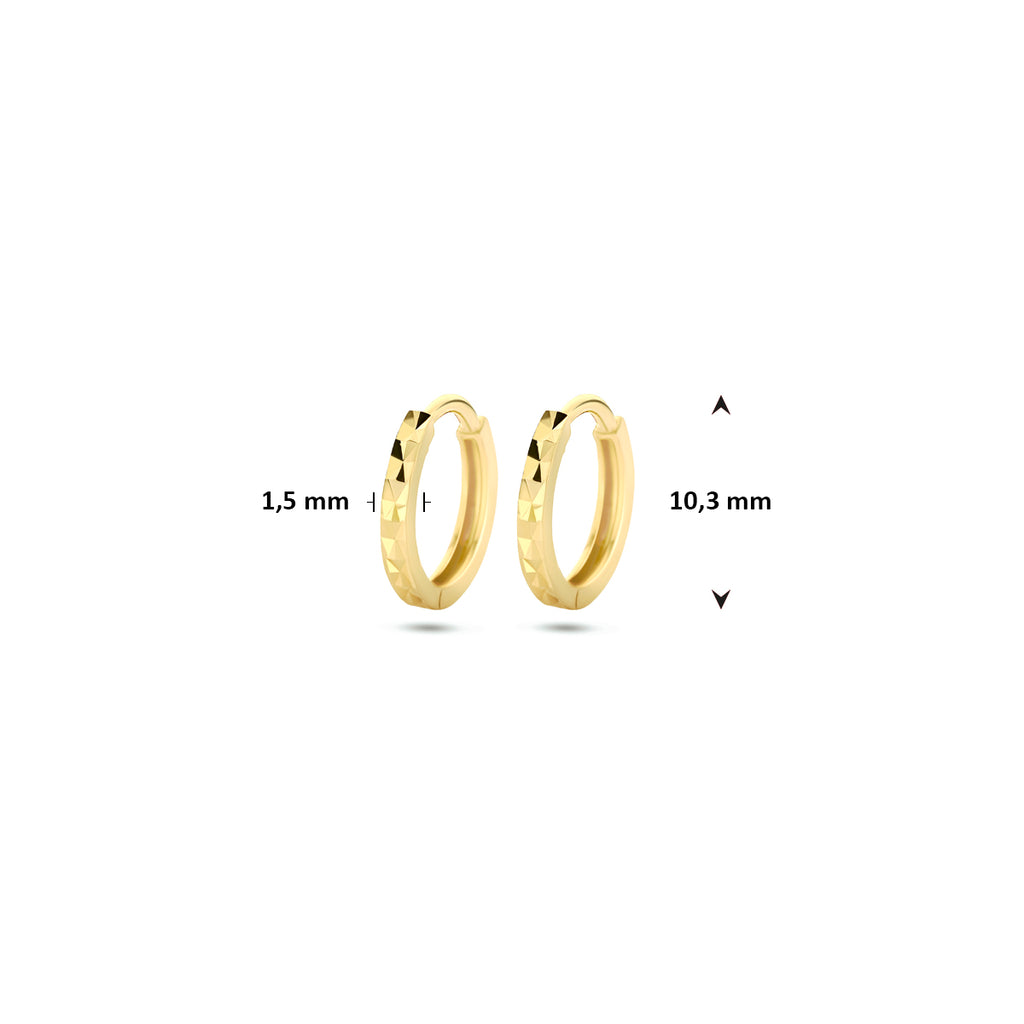 9k klapoorringen gediamanteerd 10,3 mm 9K geel