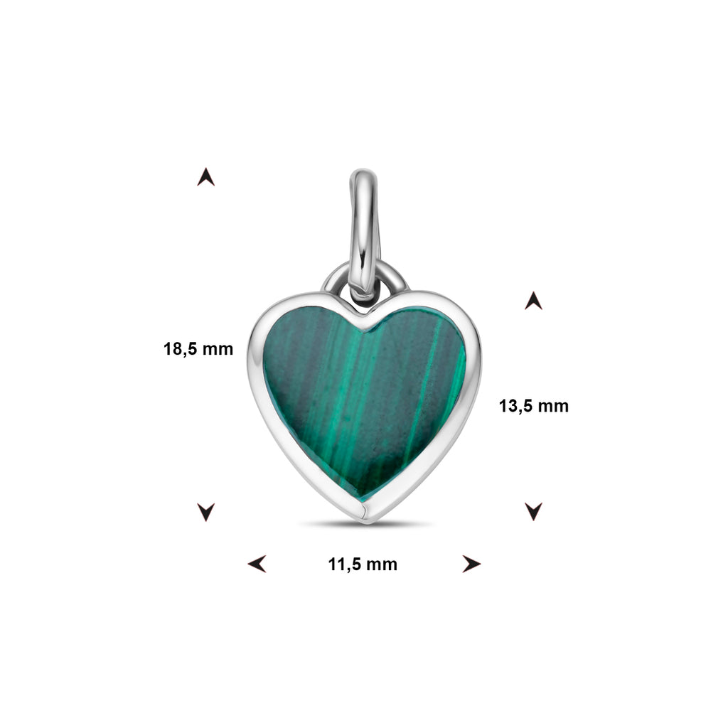 hanger hartje malachiet zilver gerhodineerd