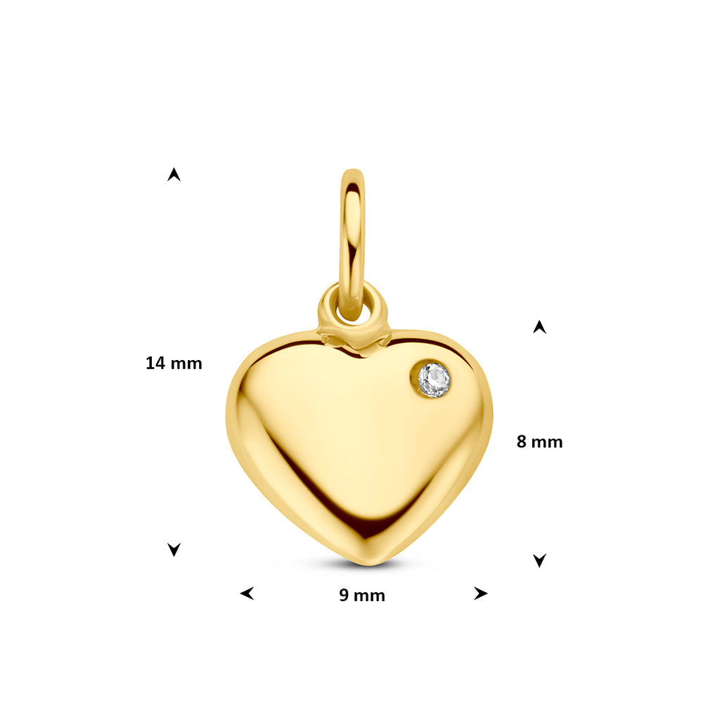 hanger hart zirkonia 14K geelgoud