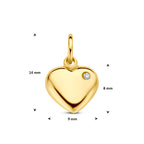 hanger hart zirkonia 14K geelgoud