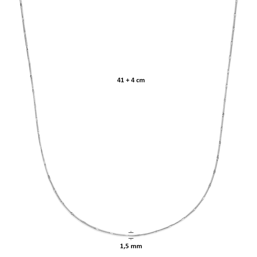 Halskette Schlangenkette rund 1,5 mm 41 + 4 cm Silber rhodiniert