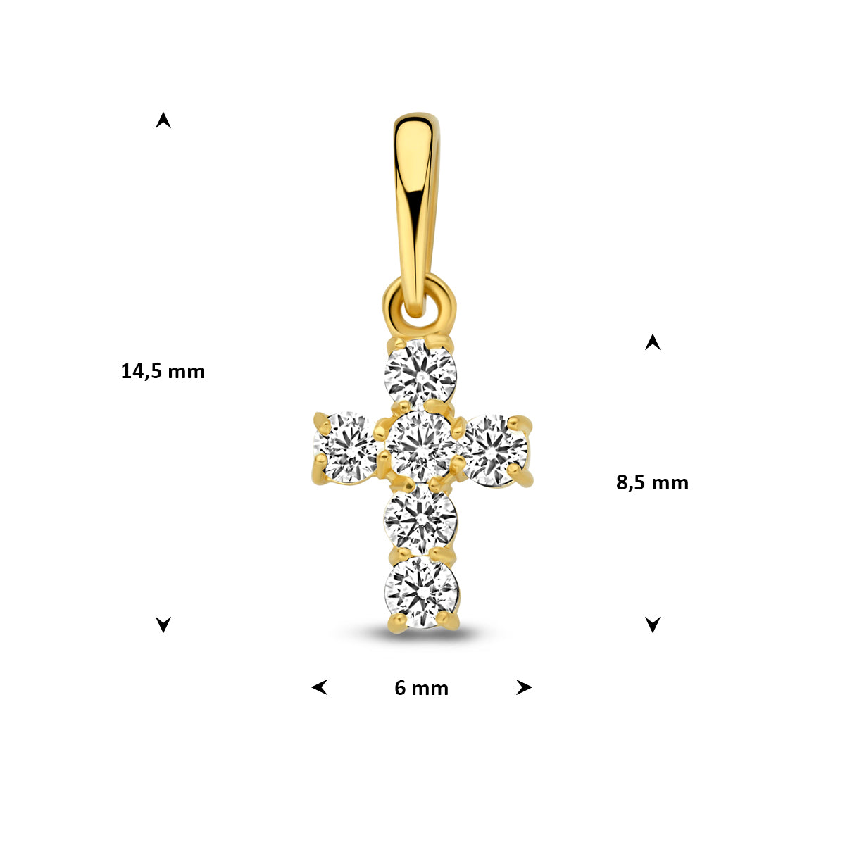 Anhänger Kreuz Zirkonia 14K Gelbgold