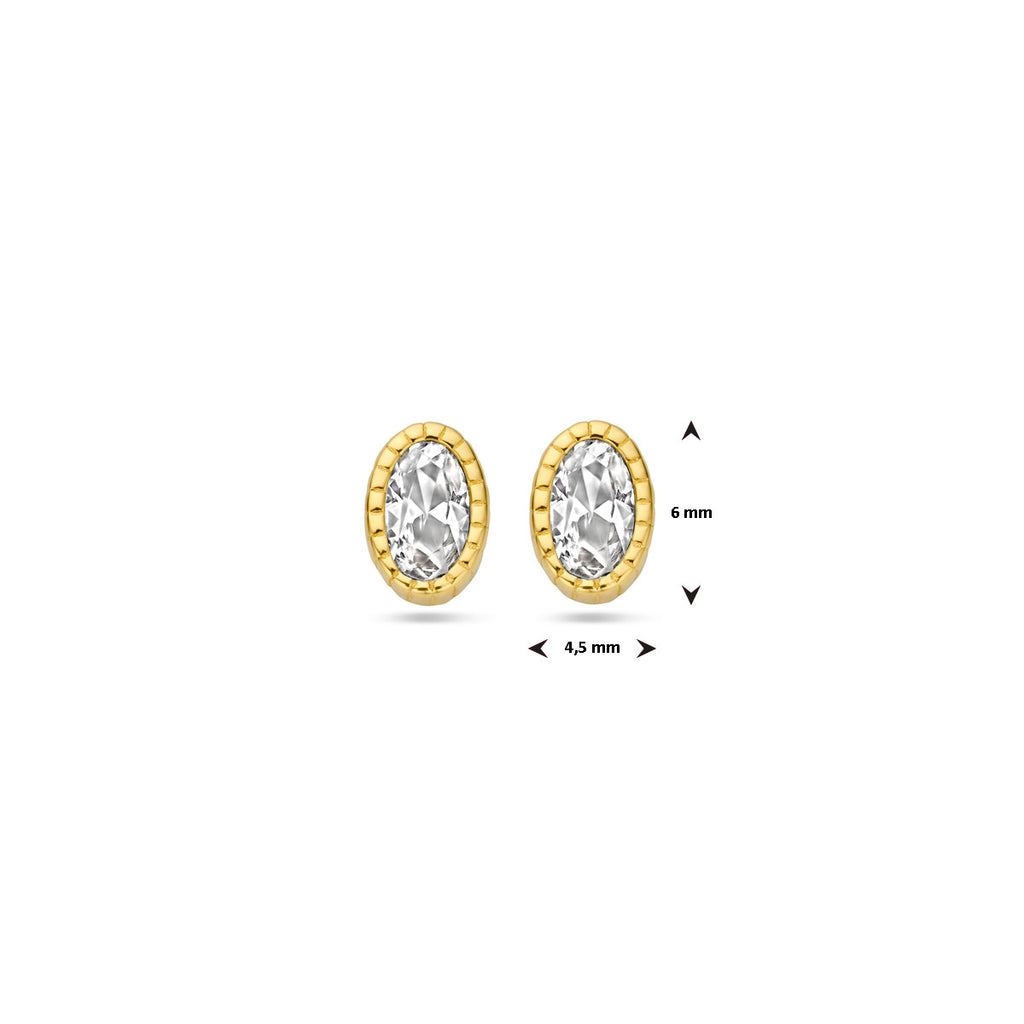 Ohrstecker Zirkonia 6 mm 14K Gelbgold
