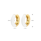 Klappohrringe weiße Emaille 4 mm 1 Mikron silbervergoldet (gelb)