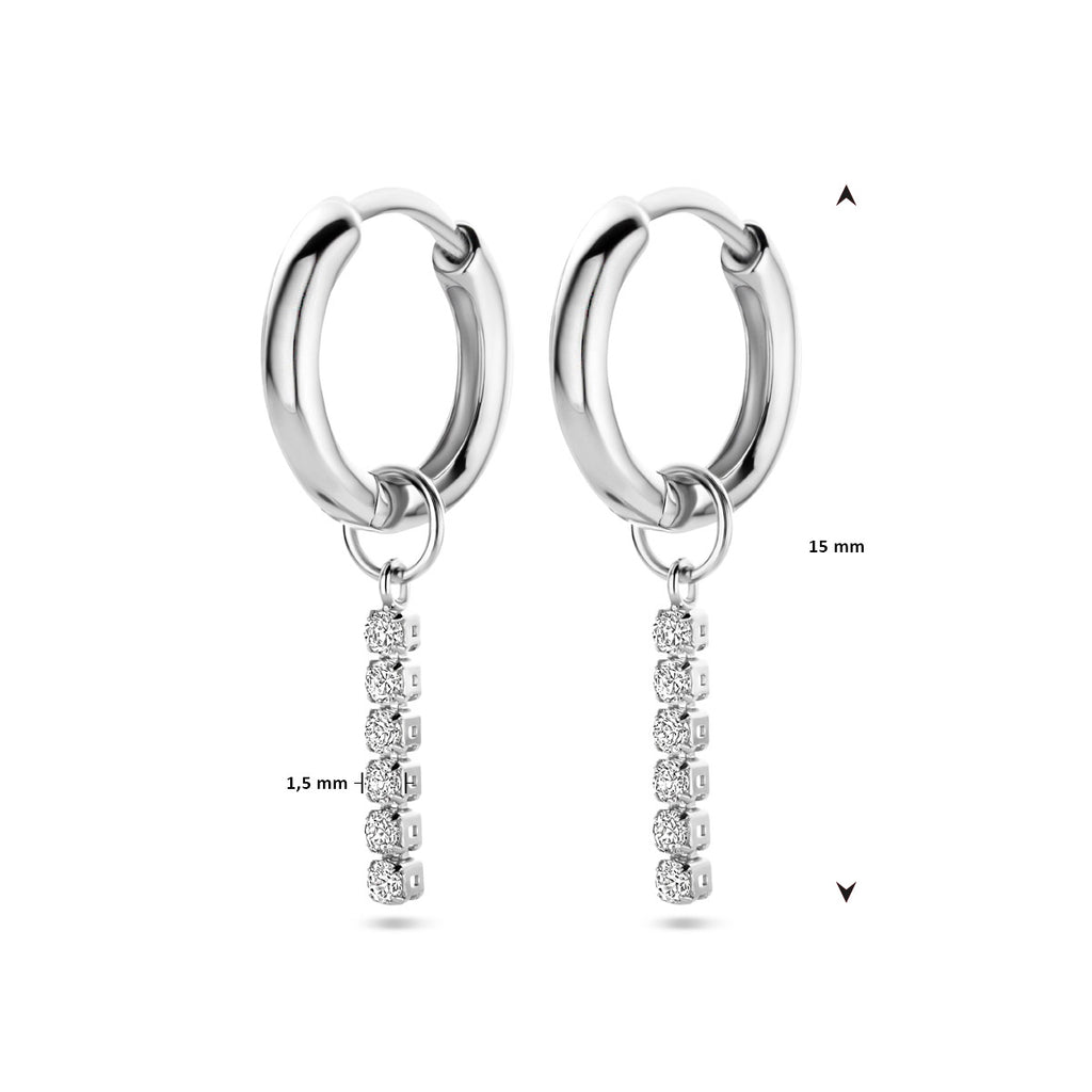 Klappcreolen Zirkonia 15 mm Silber rhodiniert