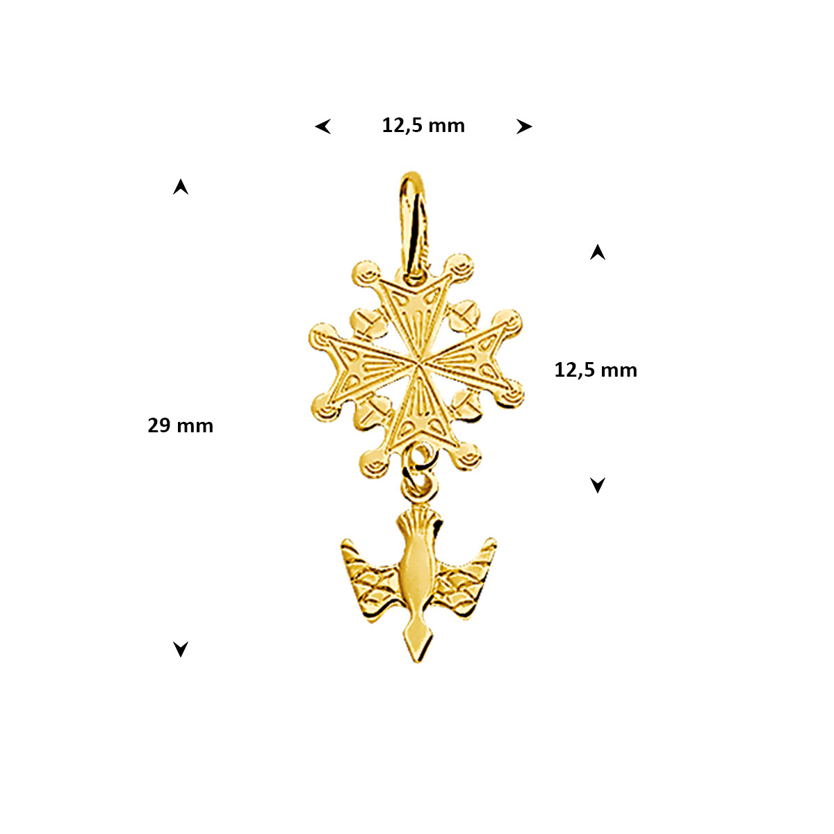 Anhänger Hugenottenkreuz 29 mm 14K Gelbgold