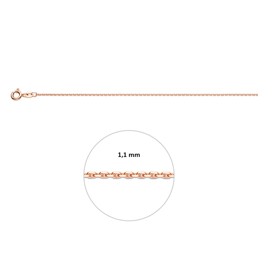 Ankerkette diamantgeschliffen 1,1 mm 14K Roségold