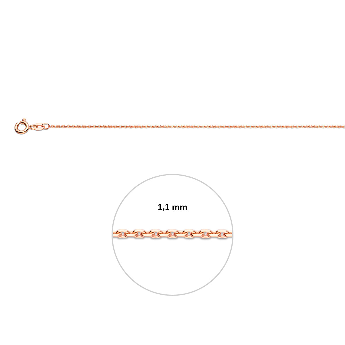 Ankerkette diamantgeschliffen 1,1 mm 14K Roségold