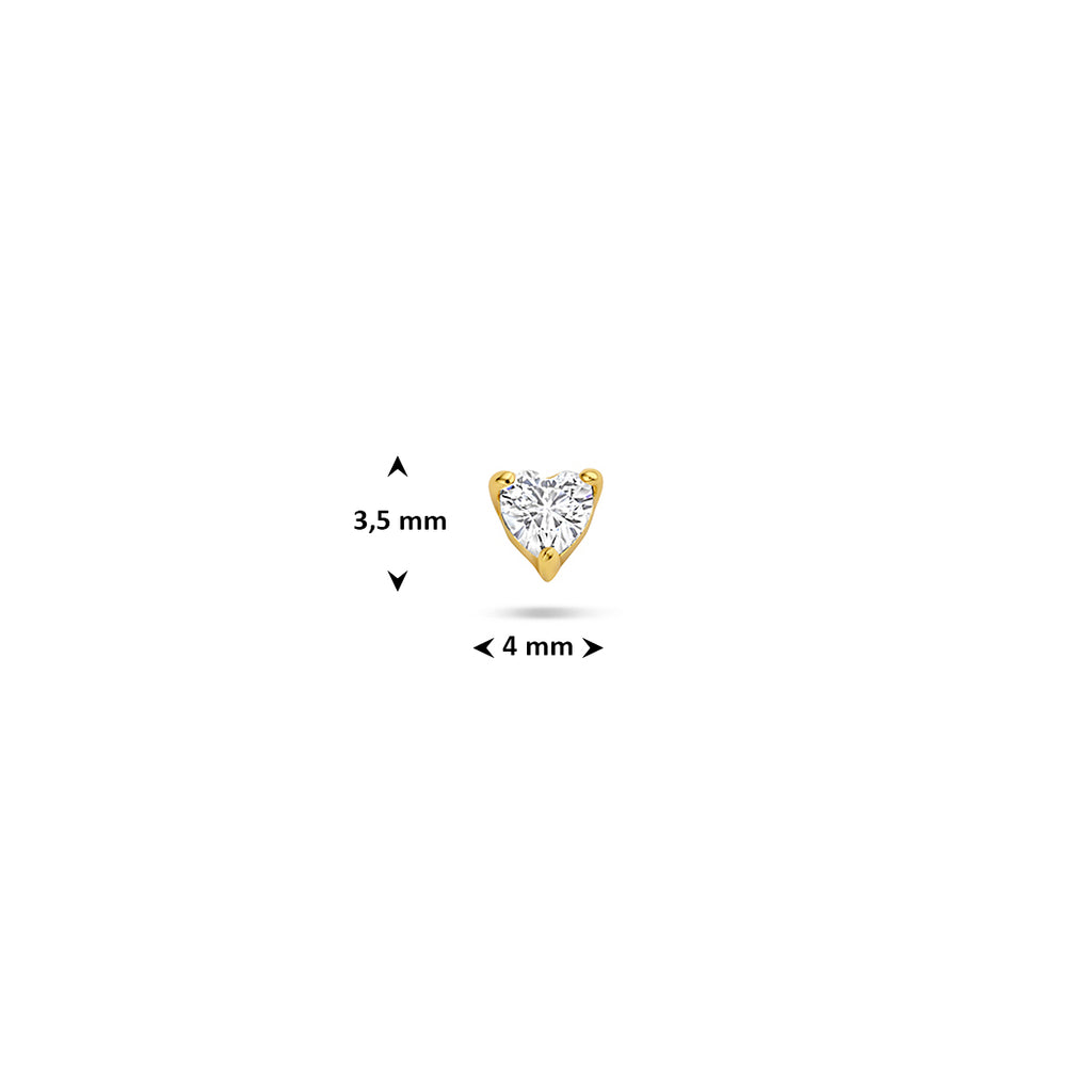 Flatback-Piercing Zirkonia Herzchen 3,5 mm 1 Mikron vergoldet (Gelb)