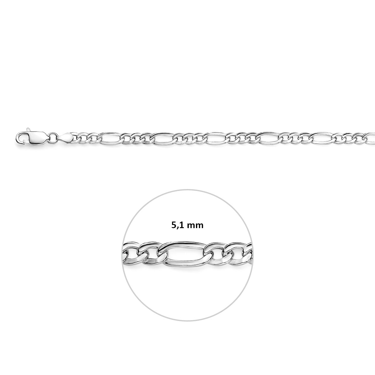 figaro 5,1 mm zilver wit