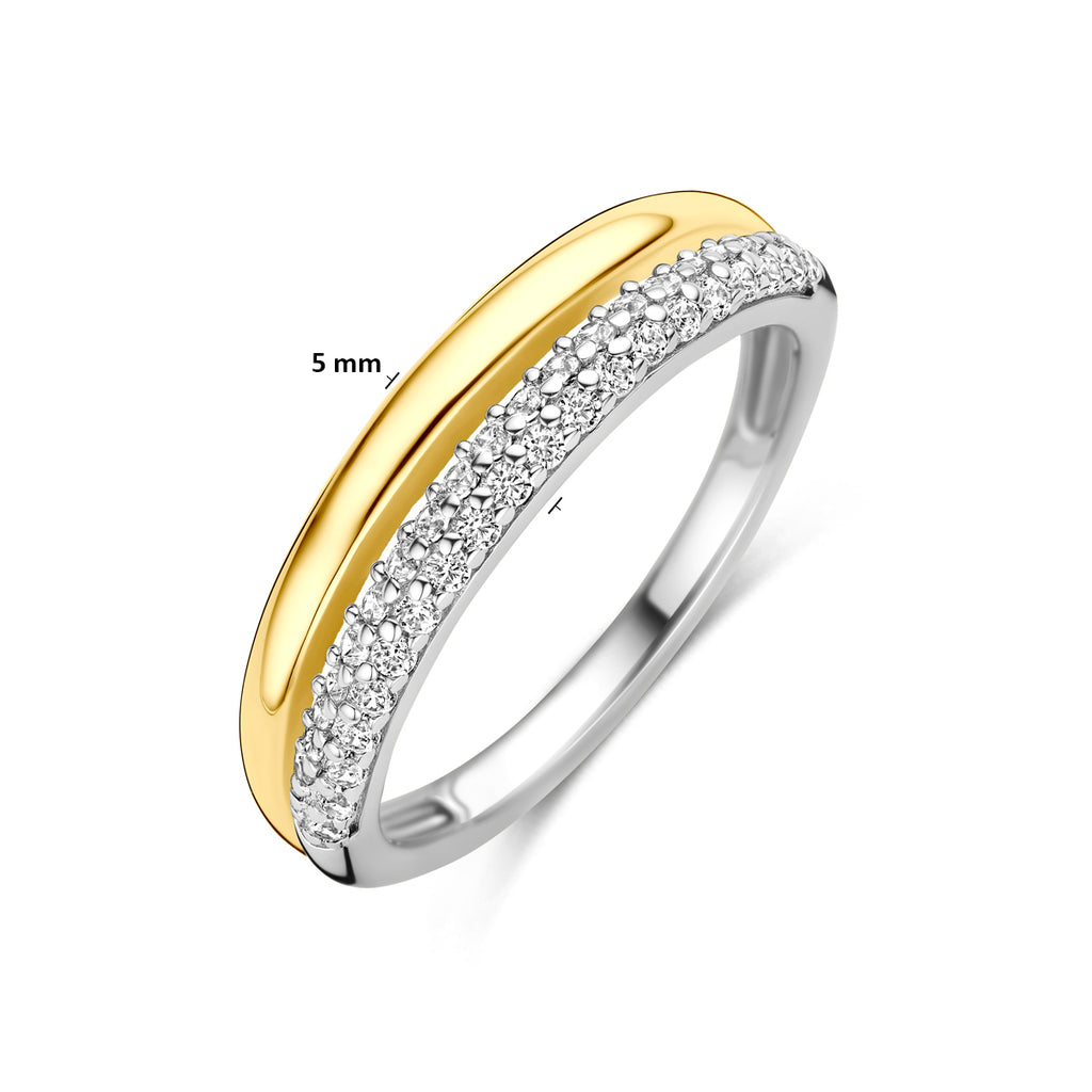 ring zirkonia 3 micron zilver verguld (geel/rhodium)