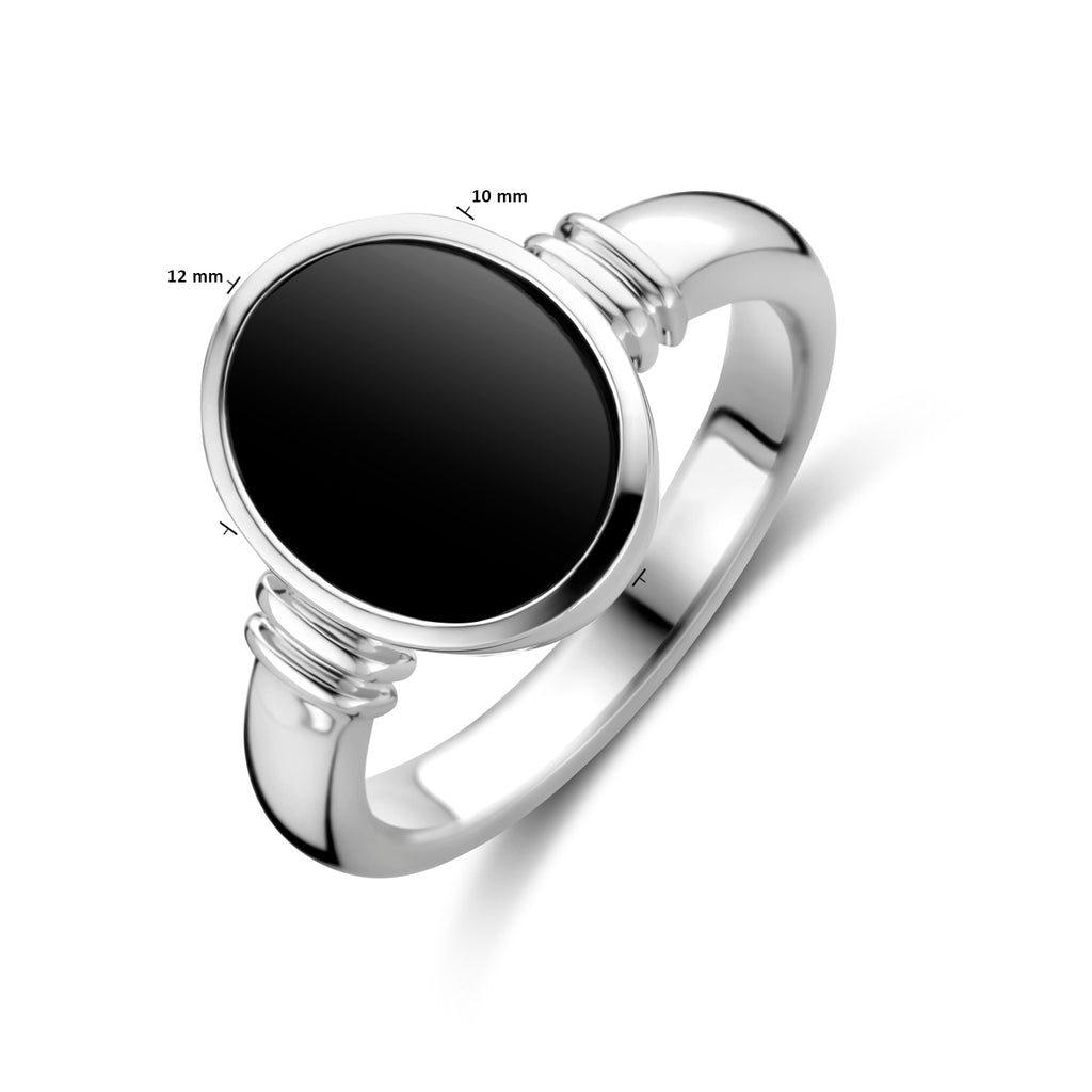 ring onyx zilver gerhodineerd