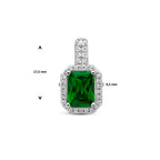 hanger zirkonia groen en wit halo zilver gerhodineerd