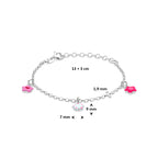 armband bloemen emaille 13 + 3 cm zilver gerhodineerd
