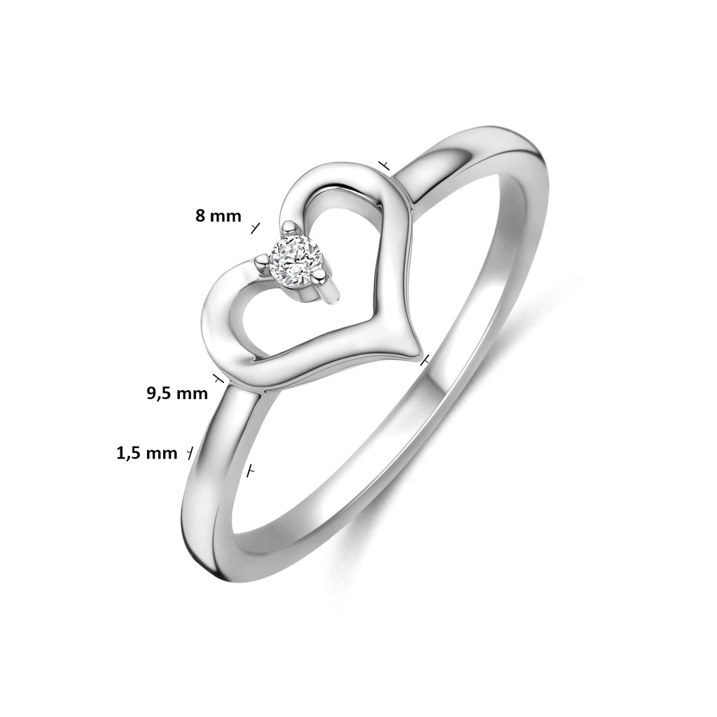 ring hartje zirkonia zilver gerhodineerd