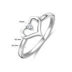 ring hartje zirkonia zilver gerhodineerd