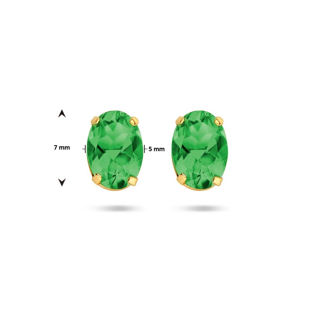oorknoppen groen agaat 14K geelgoud