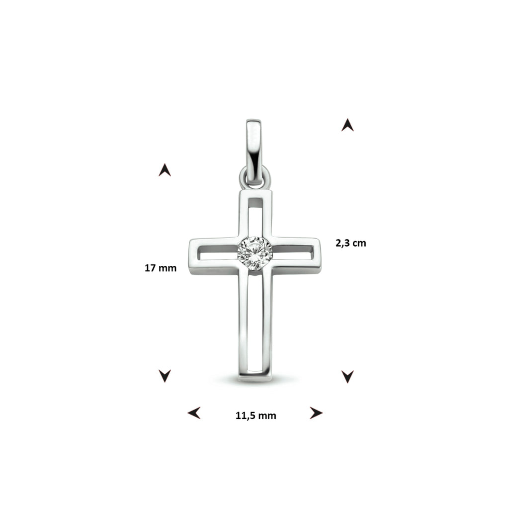 Anhänger Kreuz Zirkonia Silber rhodiniert