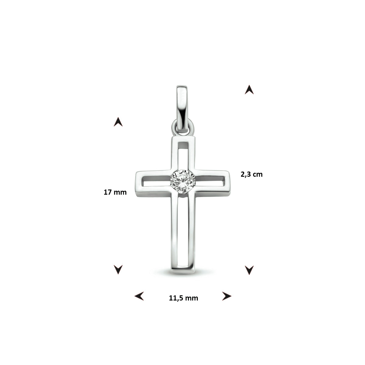 Anhänger Kreuz Zirkonia Silber rhodiniert
