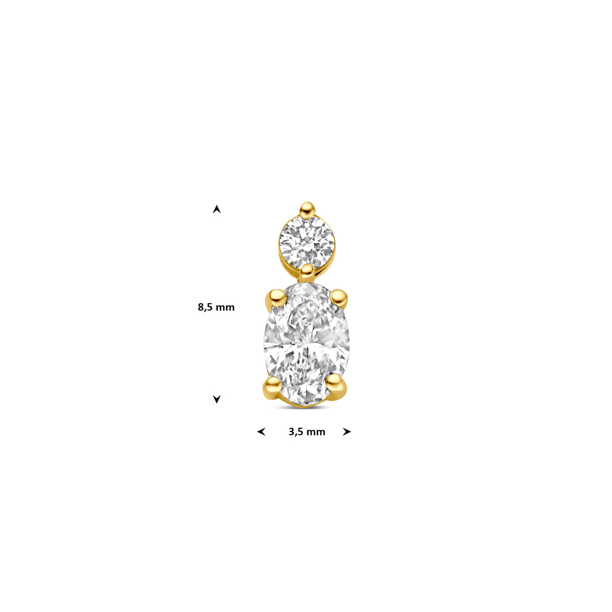 hanger lab grown diamant 0.29ct f vs 8,5 mm 14K geelgoud