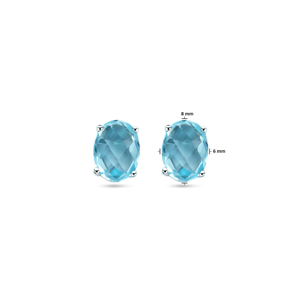 oorknoppen blauw topaas zilver gerhodineerd