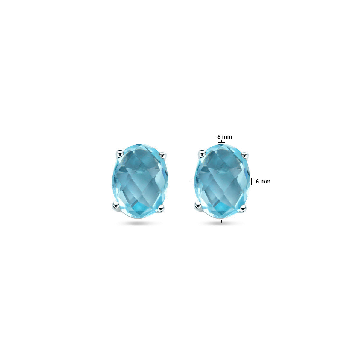oorknoppen blauw topaas zilver gerhodineerd