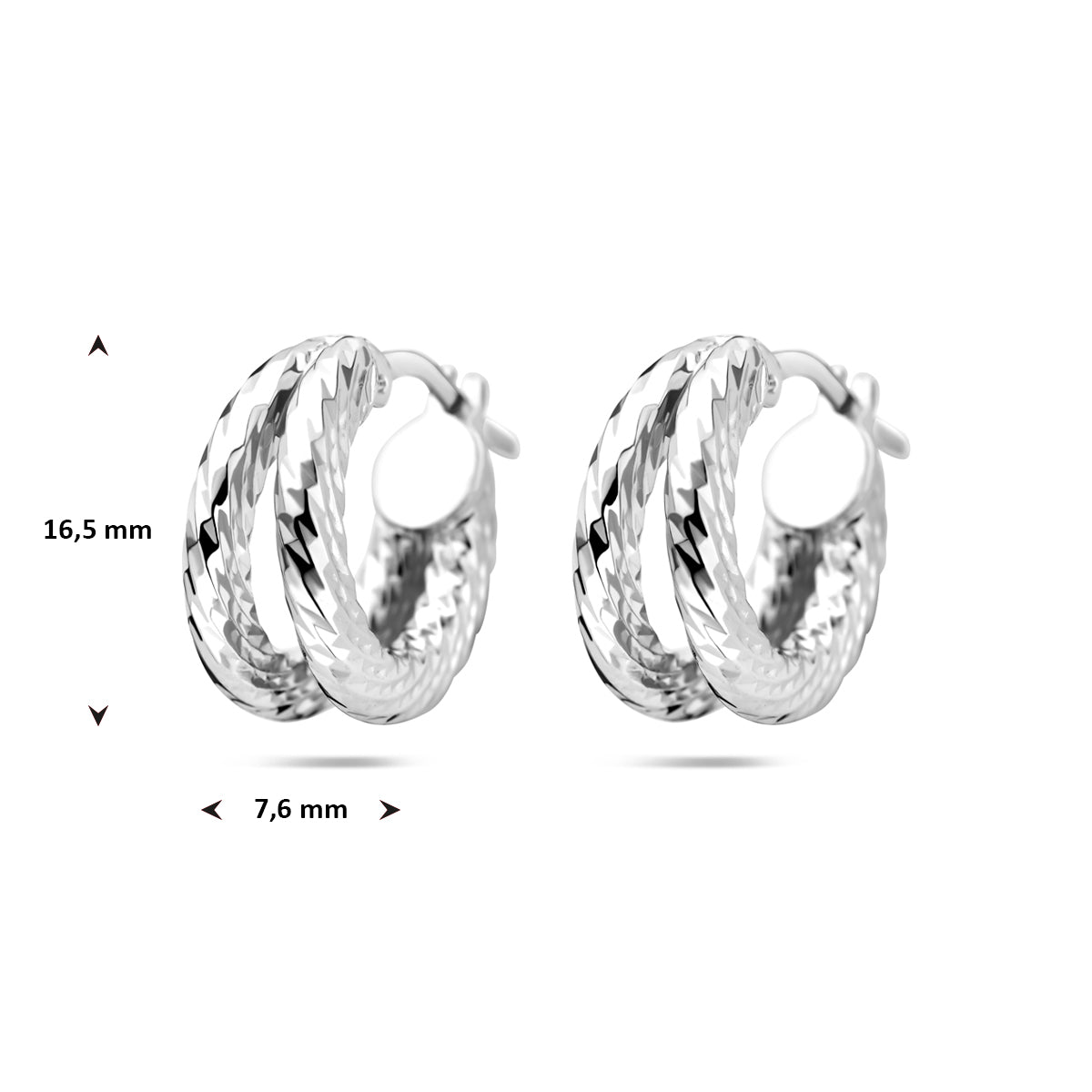 oorringen gedraaid 16,5 mm zilver gerhodineerd