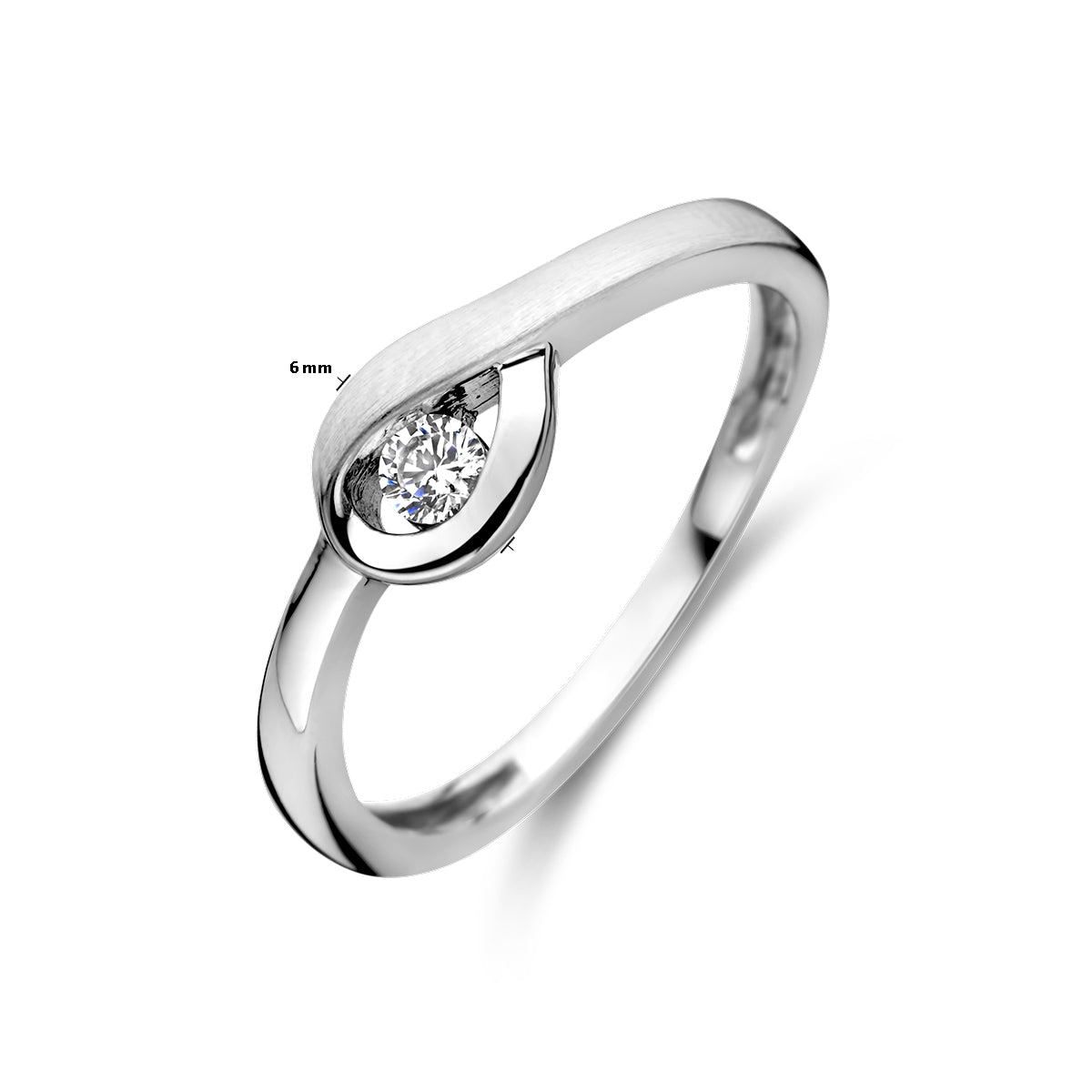 Ring Zirkonia Poly/Silber matt rhodiniert