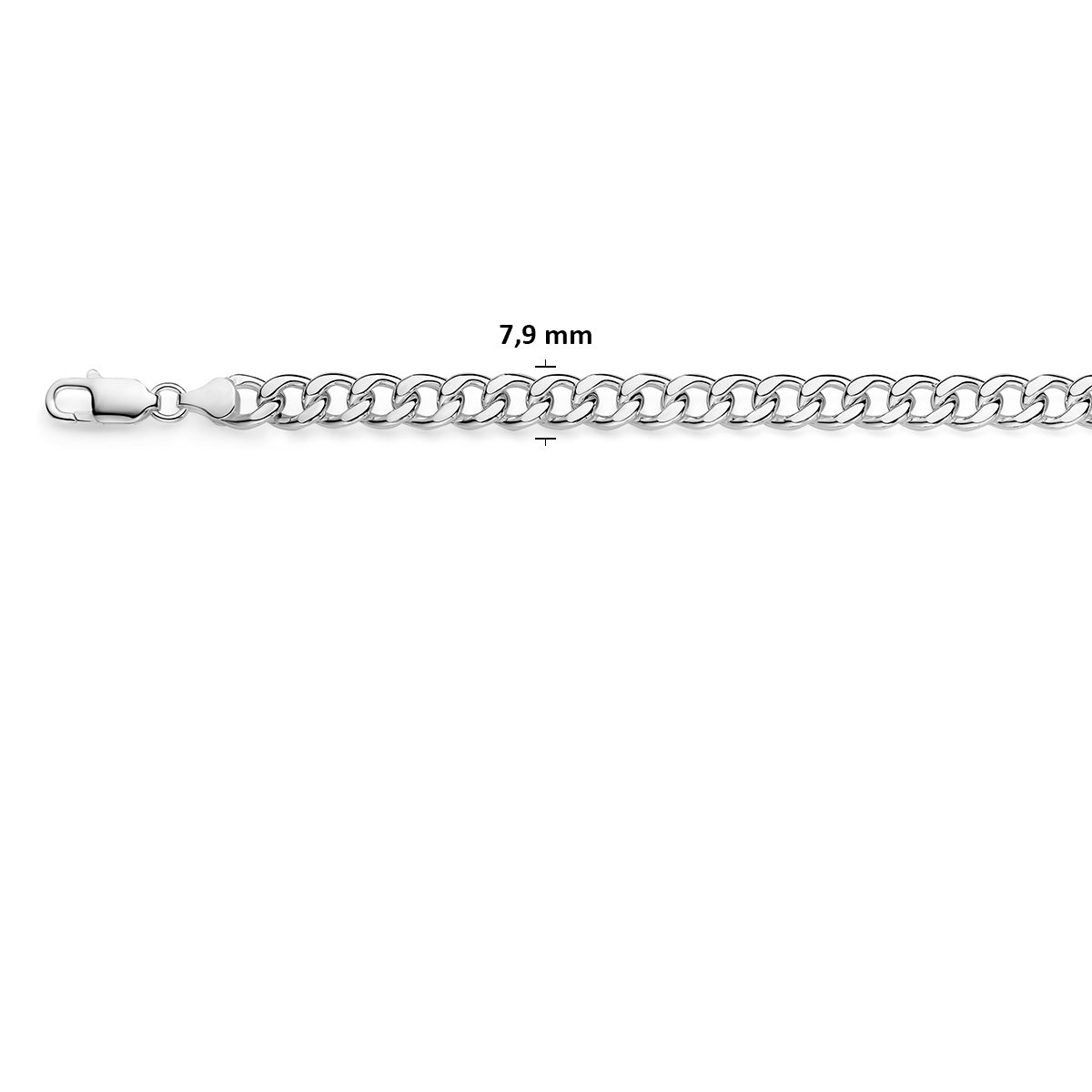 gourmette 7,9 mm zilver wit
