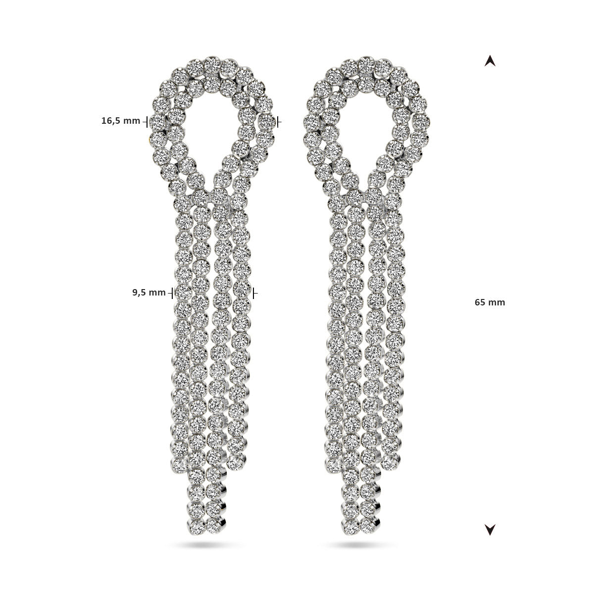 oorhangers zirkonia zilver gerhodineerd