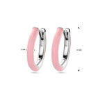 klapoorringen roze emaille zilver gerhodineerd
