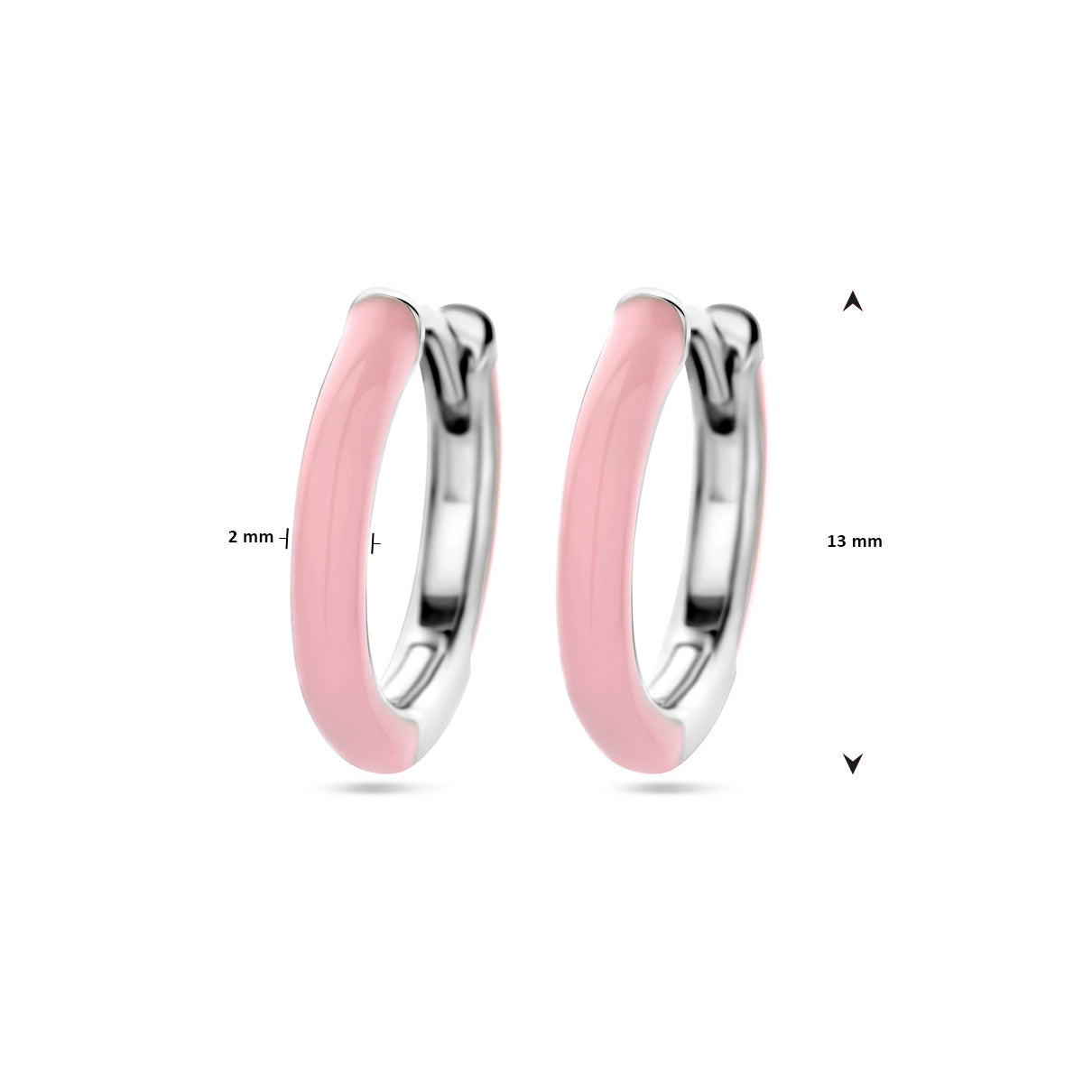 klapoorringen roze emaille zilver gerhodineerd