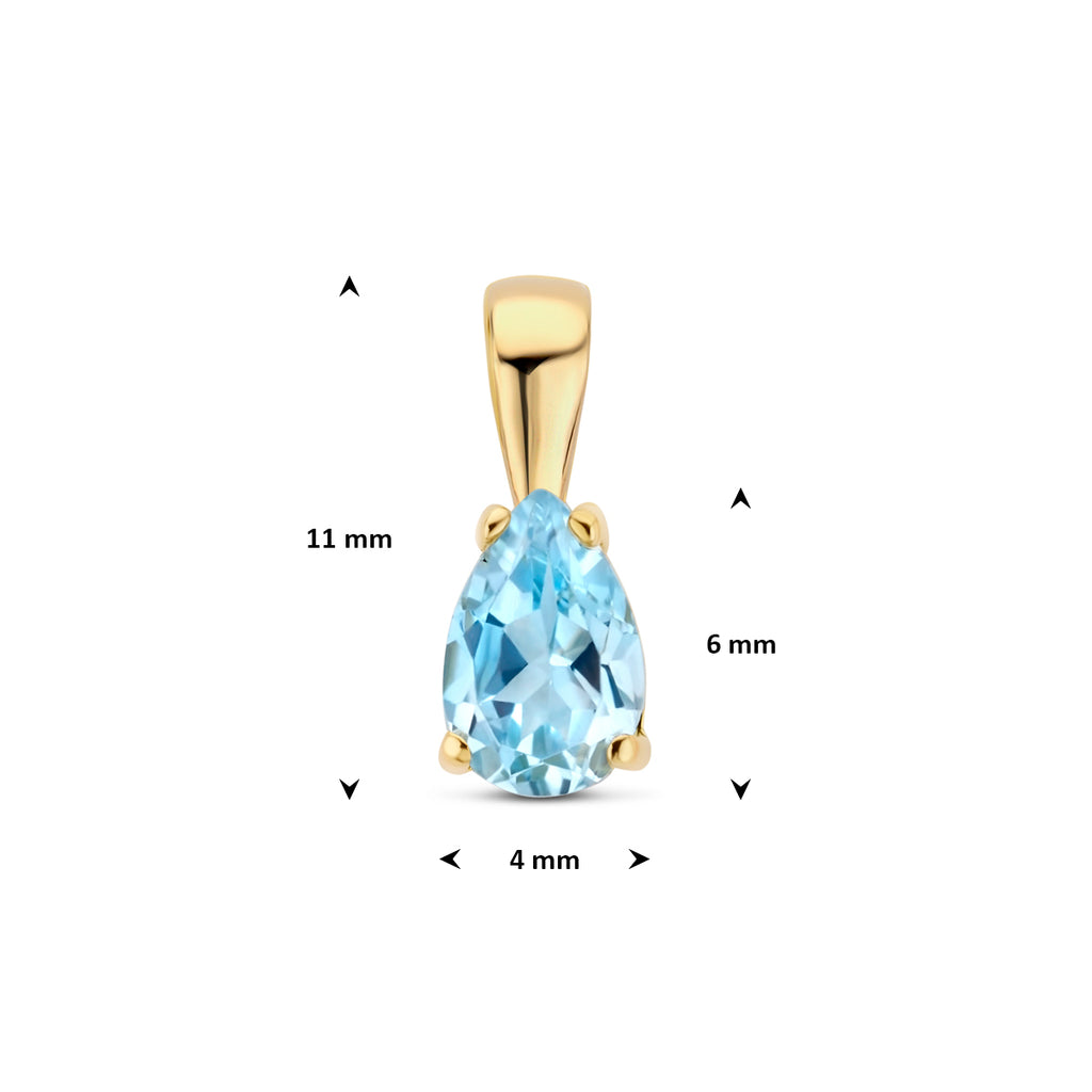Anhänger Blautopas 11 mm 14K Gelbgold