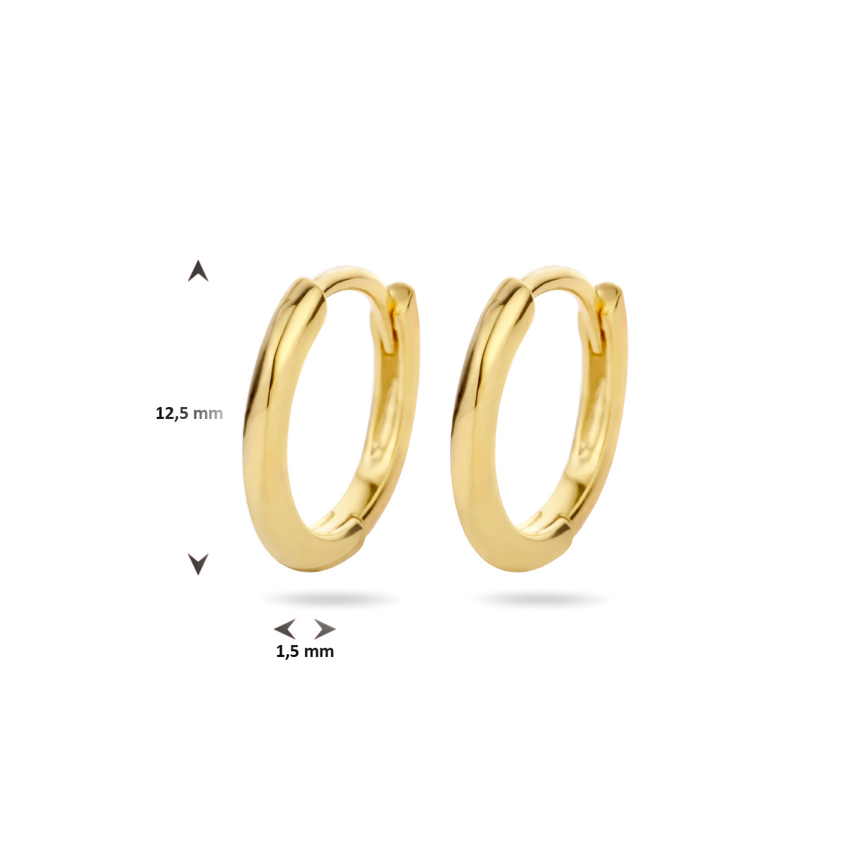 klapoorringen half rond 1 micron zilver verguld (geel) - half-rond