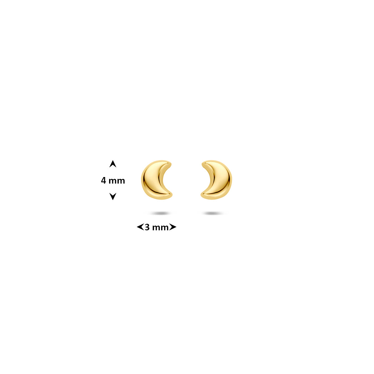 9k oorknoppen maan 4 mm 9K geel
