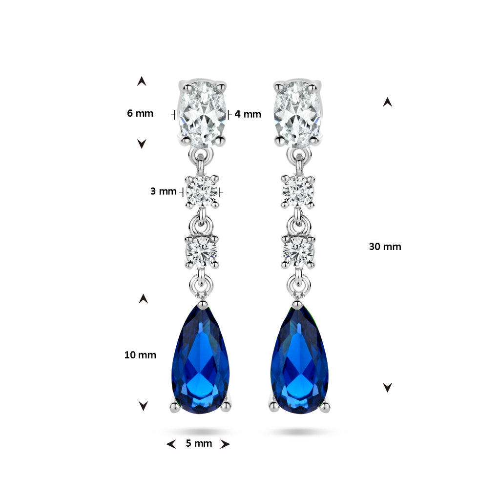 oorhangers saffierkleurig zirkonia zilver gerhodineerd