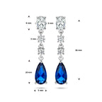 oorhangers saffierkleurig zirkonia zilver gerhodineerd