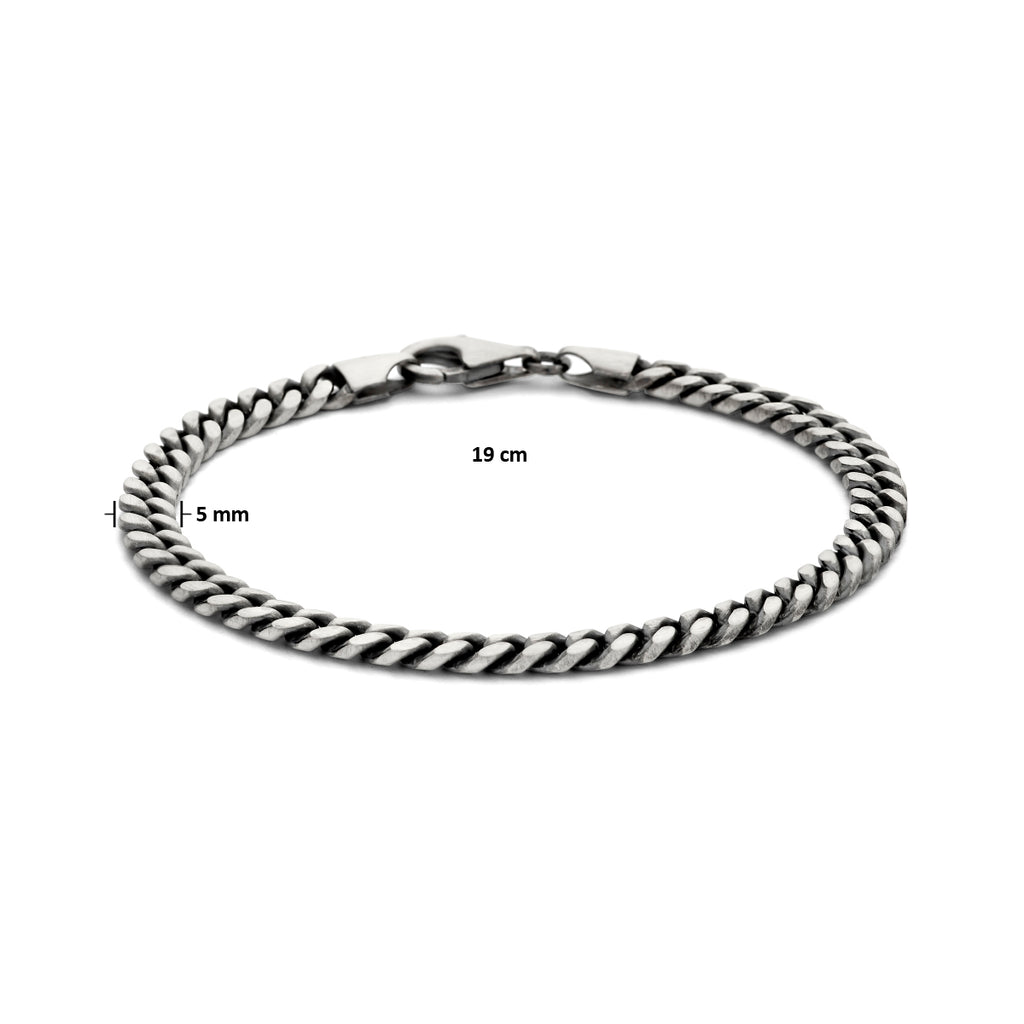 Armband Anker 6 Seiten geschliffen oxidiert 5,0 mm Silber oxidiert