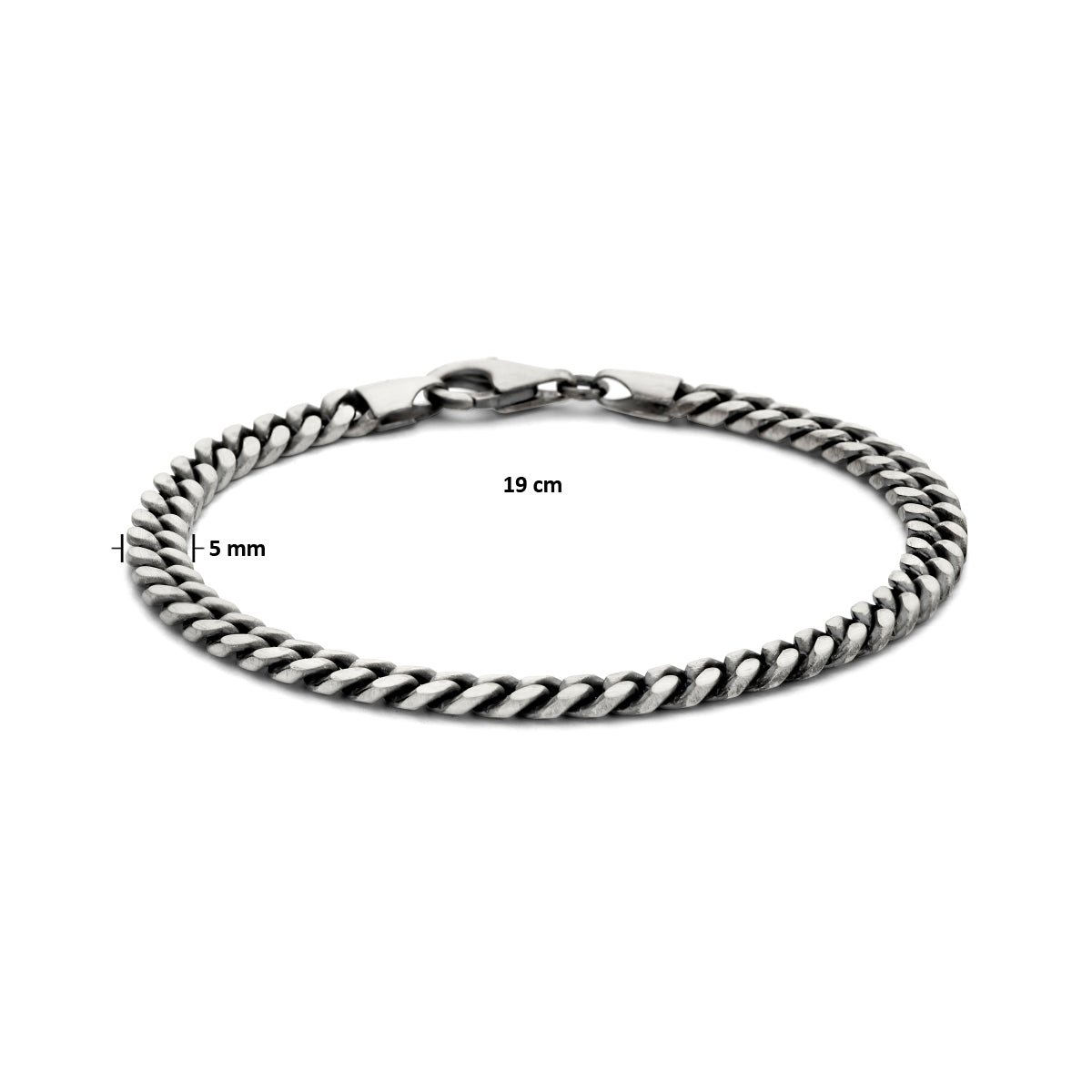 Armband Anker 6 Seiten geschliffen oxidiert 5,0 mm Silber oxidiert