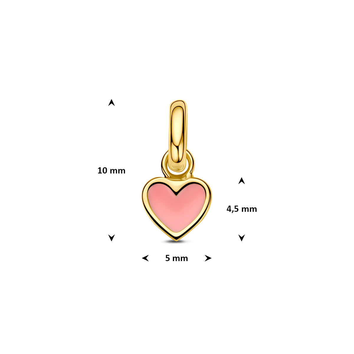 9k hanger hartje roze 4,5 mm 9K geel