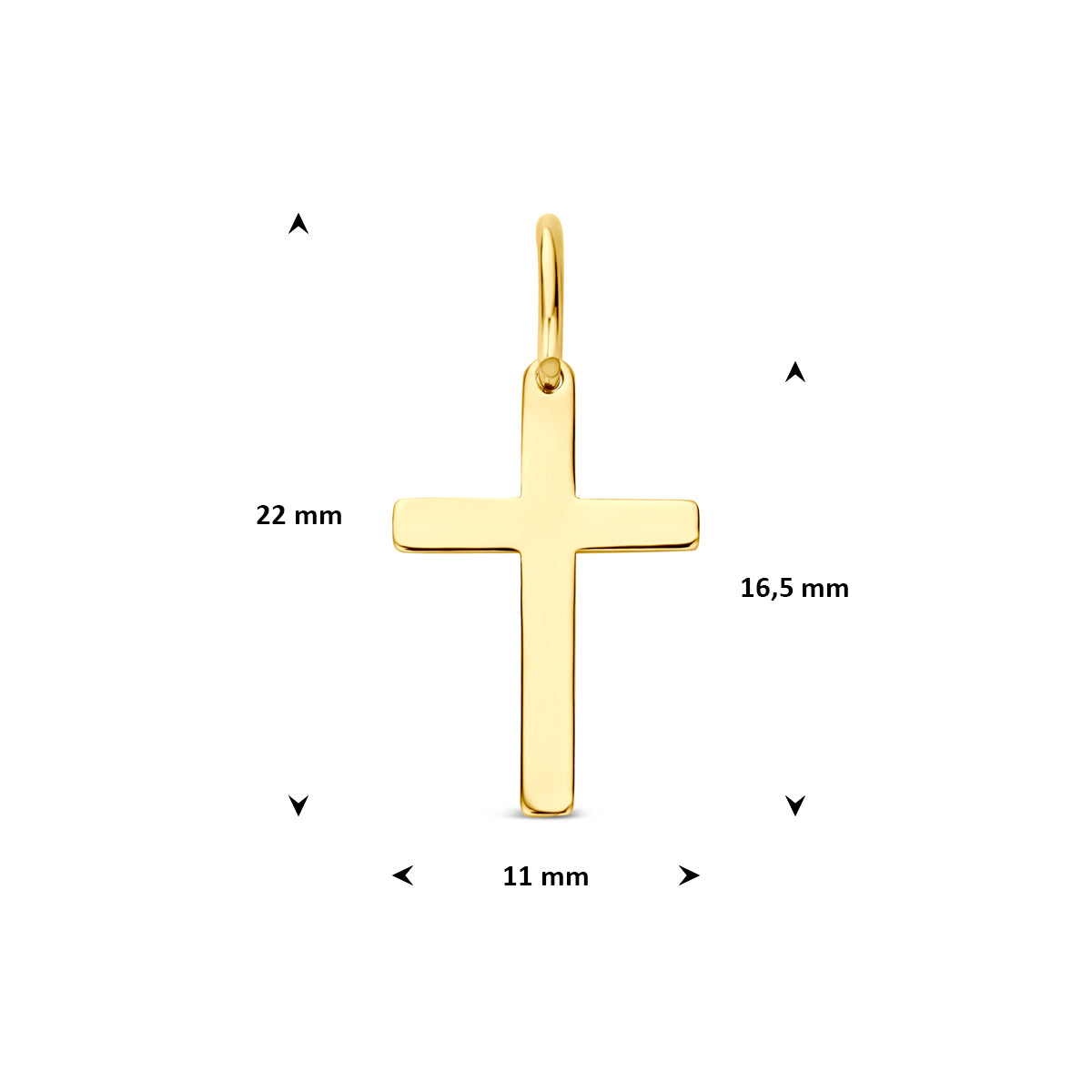 9k hanger kruis 16,5 mm 9K geel