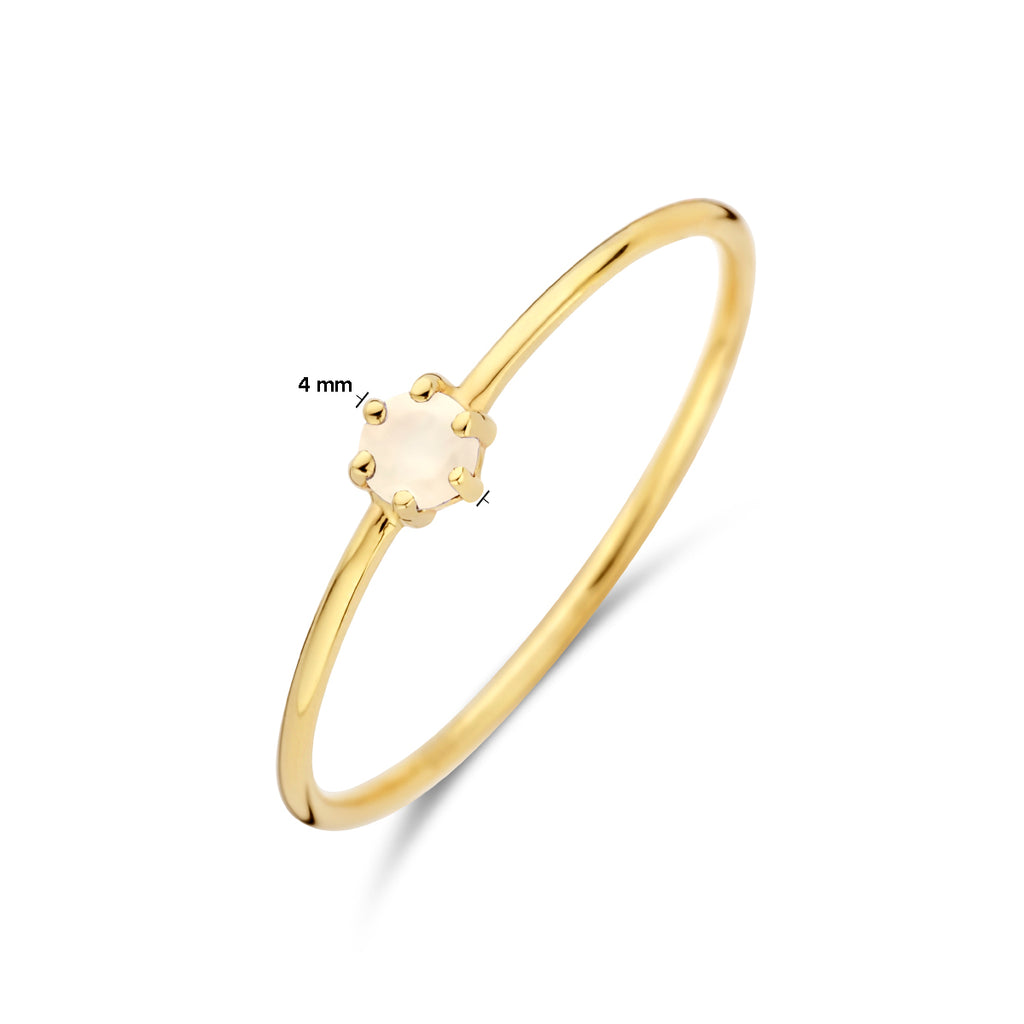 Ring mit Geburtsstein Mondstein 14. Juni Gelbgold