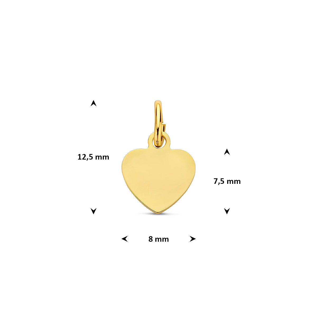 9k graveerhanger hartje 7,5 mm 9K geel