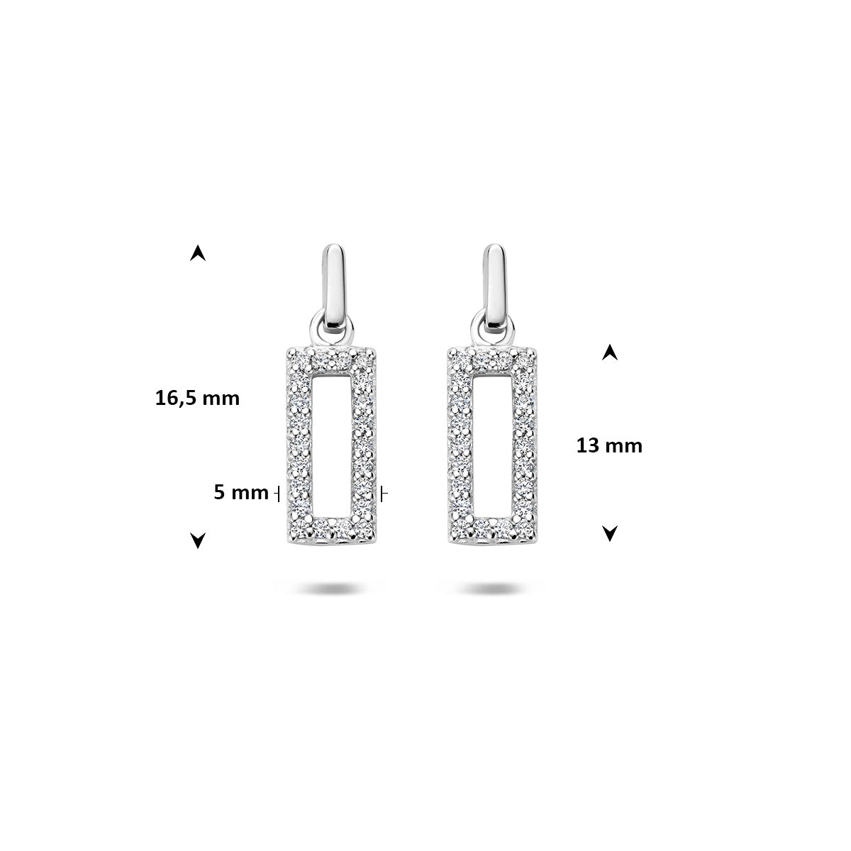 oorhangers zirkonia 16,5 mm zilver gerhodineerd
