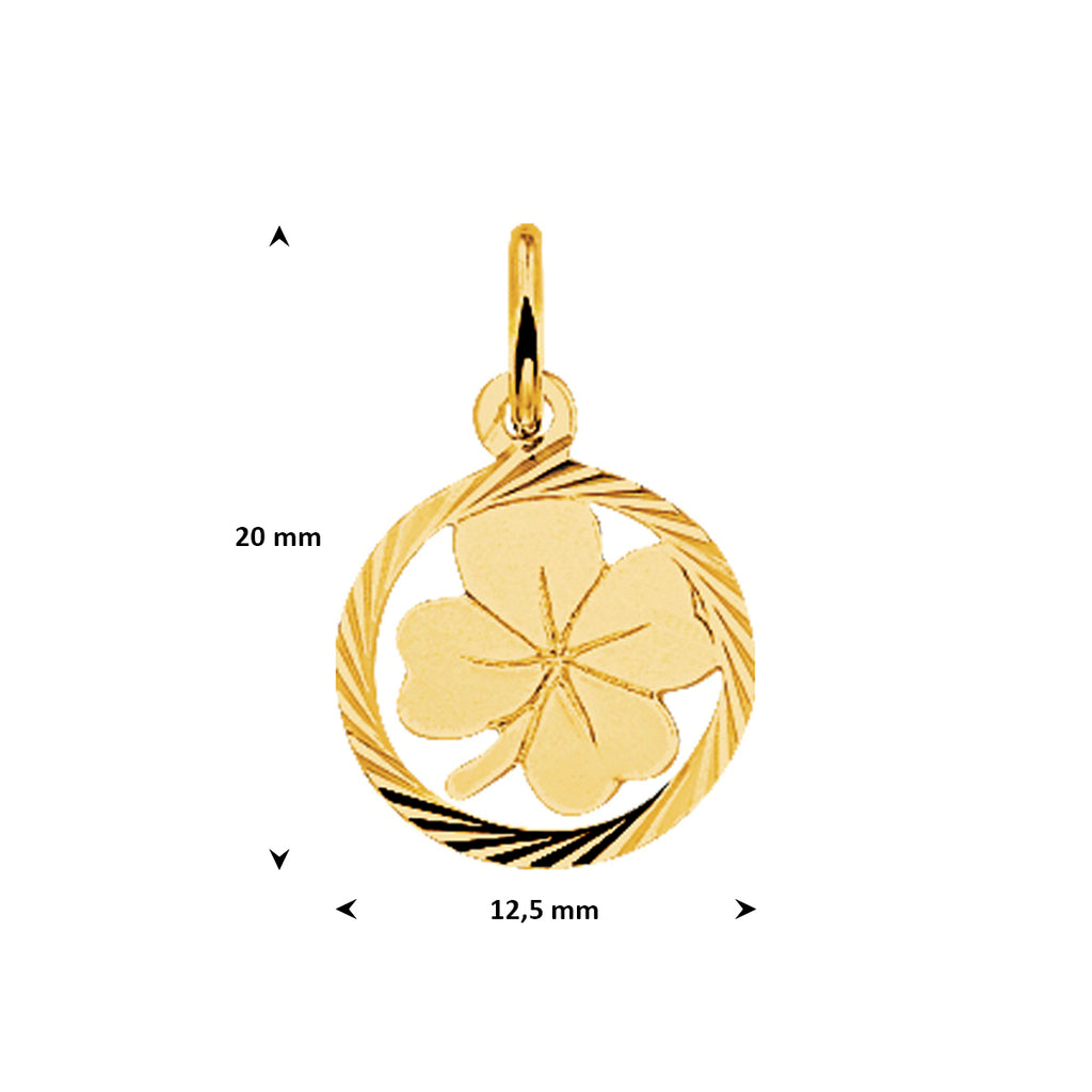 hanger klavertje gediamanteerd 14K geelgoud